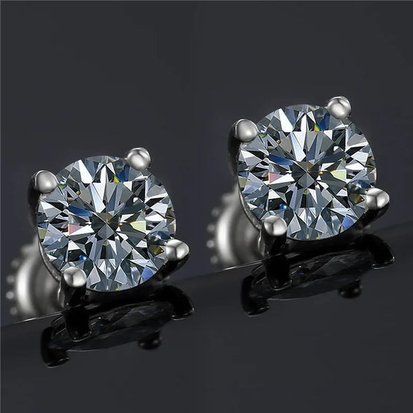 Screw Four Claw Moissanite Female Stud Earrings