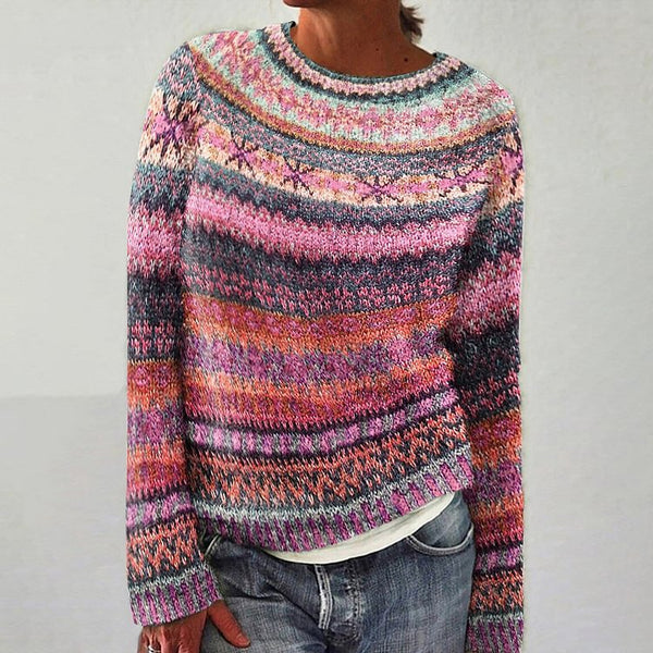 Women's Printed Wear Crew Neck Casual Sweater