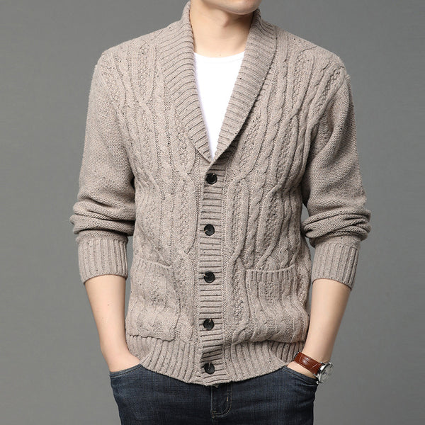 Autumn And Winter Men's Knitted Jackets Men's Korean Style Jacquard