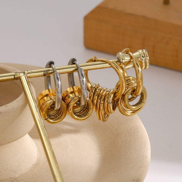 Personality Stainless Steel Color Matching Earrings