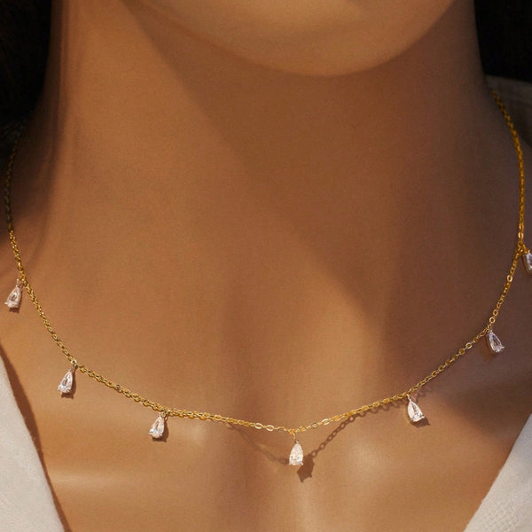 Gentle Drop-shaped Artificial Zircon Necklace